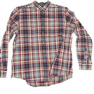 Lacoste men's red plaid button down shirt